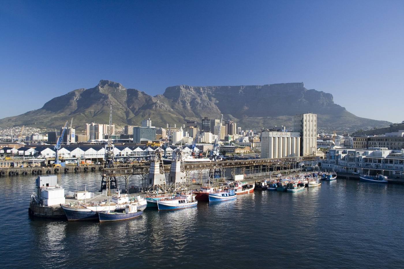 Cape Town harbor and Table Mountain